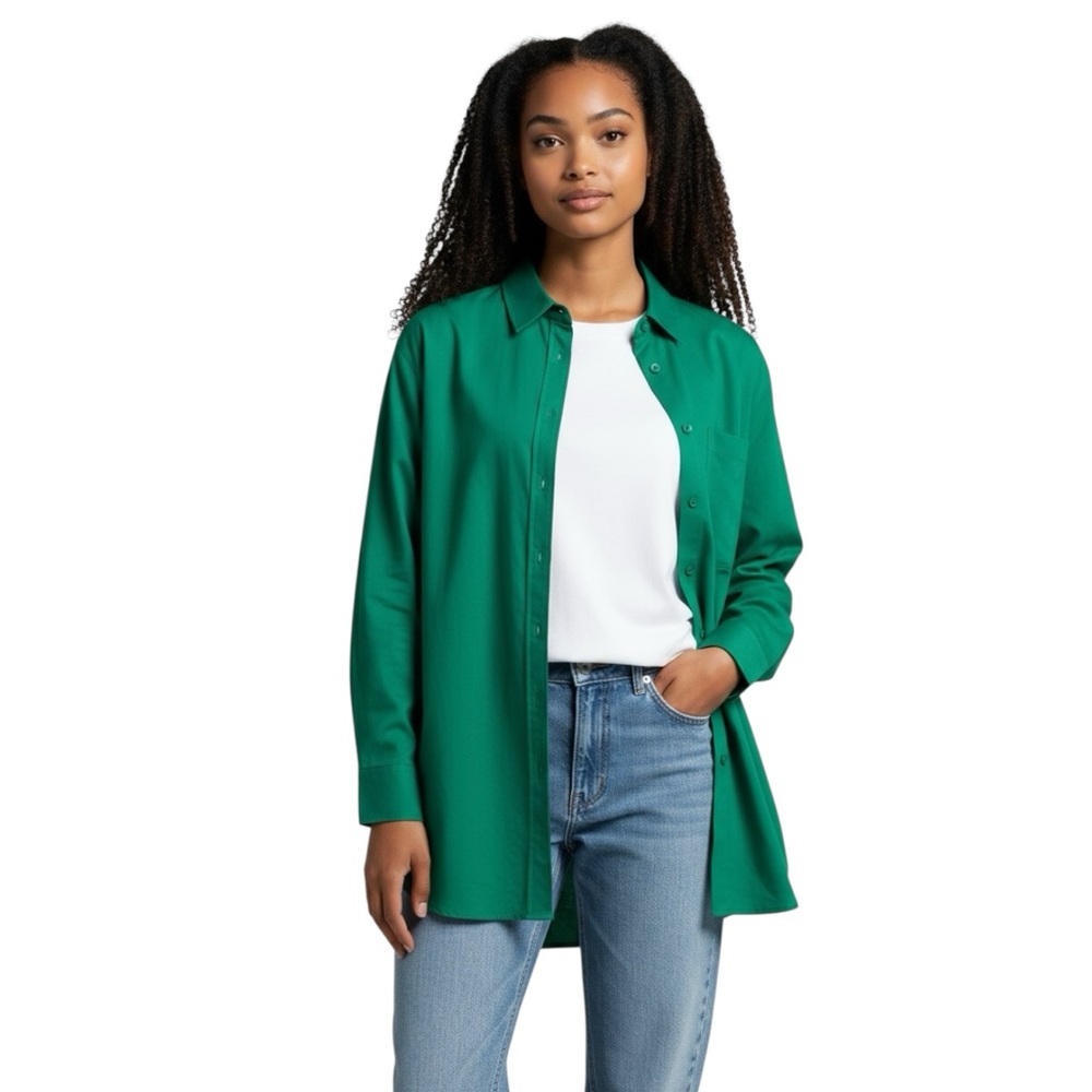 ABERCROMBIE & FITCH womens sz small S Kelly green button long sleeve shirt top